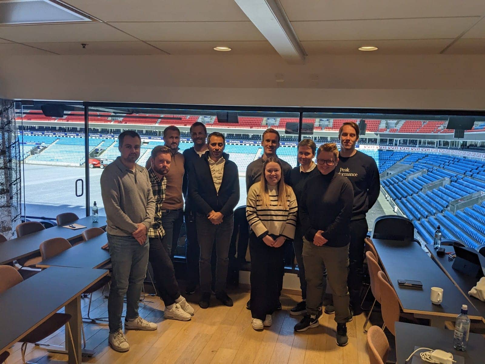 Footovision team and Norwegian FA technical staff at the FA Headquarters within the Ullevaal Stadium, Oslo
